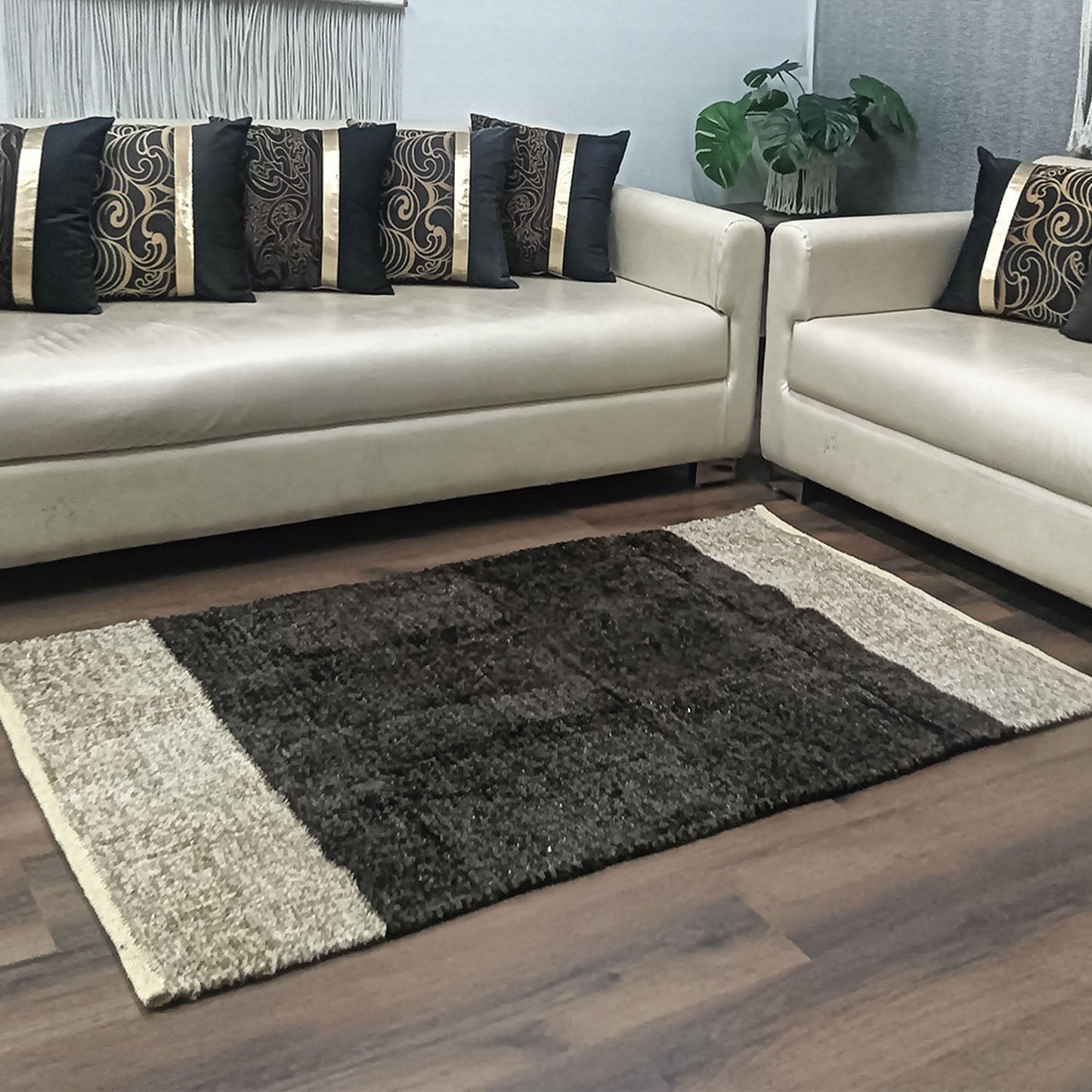 Avioni Handloom Cut Shuttle Rugs by Master Artisans | Soft Touch | Home Washable | Coffee and Beige | Reversible - 90cm x 150cm (3feet x 5feet)