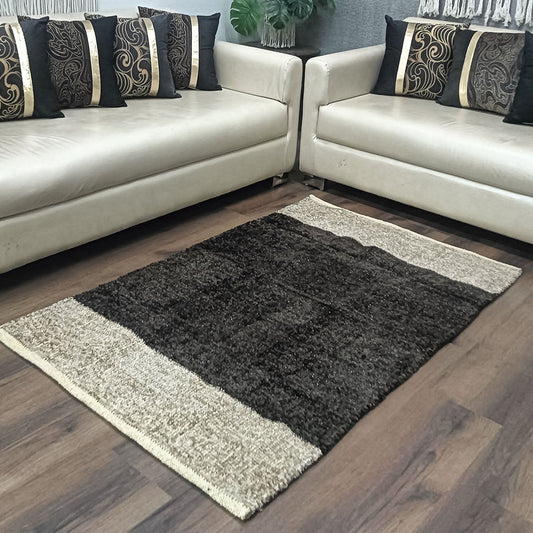 Avioni Handloom Cut Shuttle Rugs by Master Artisans | Soft Touch | Home Washable | Coffee and Beige | Reversible - 90cm x 150cm (3feet x 5feet)