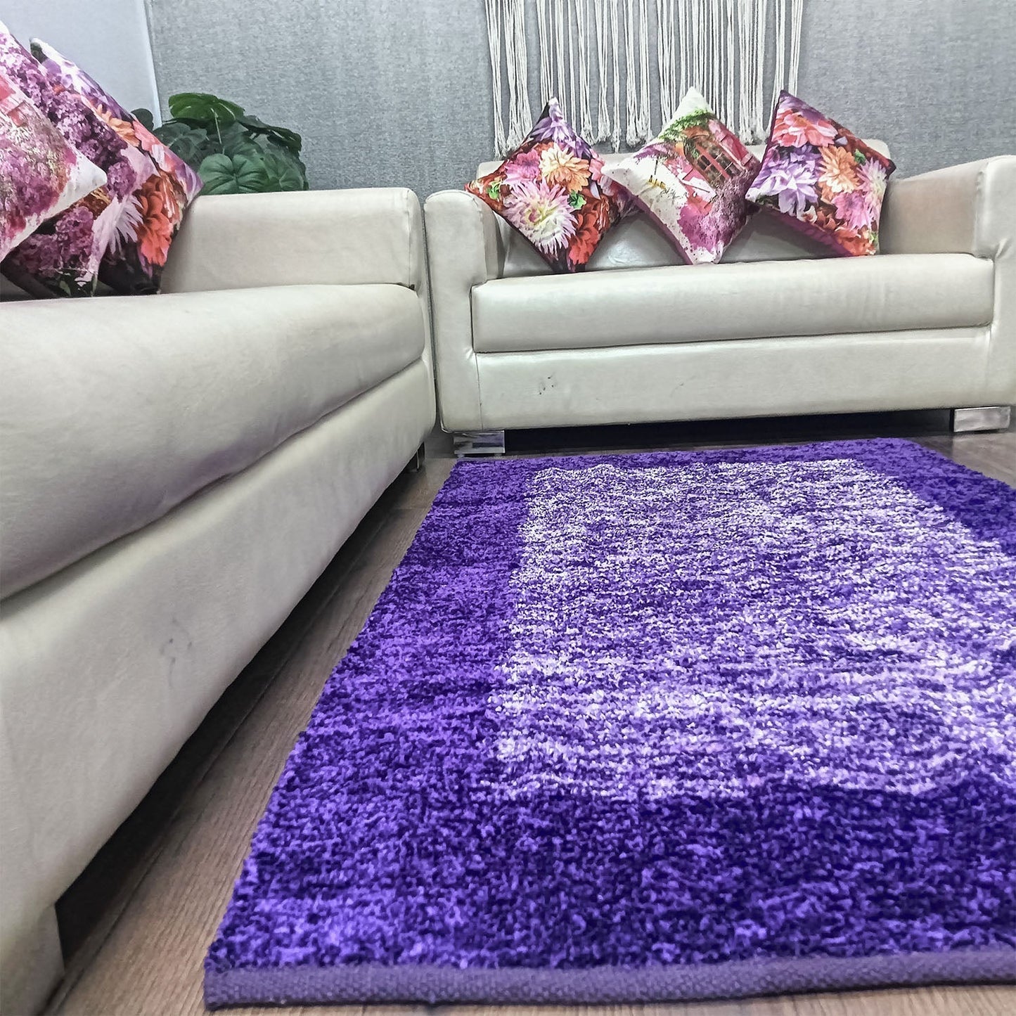 Avioni Handloom Cut Shuttle Rugs by Master Artisans | Soft Touch | Home Washable | Border Design in Purple and White  | Reversible - 90cm x 150cm (~3feet x 5feet)