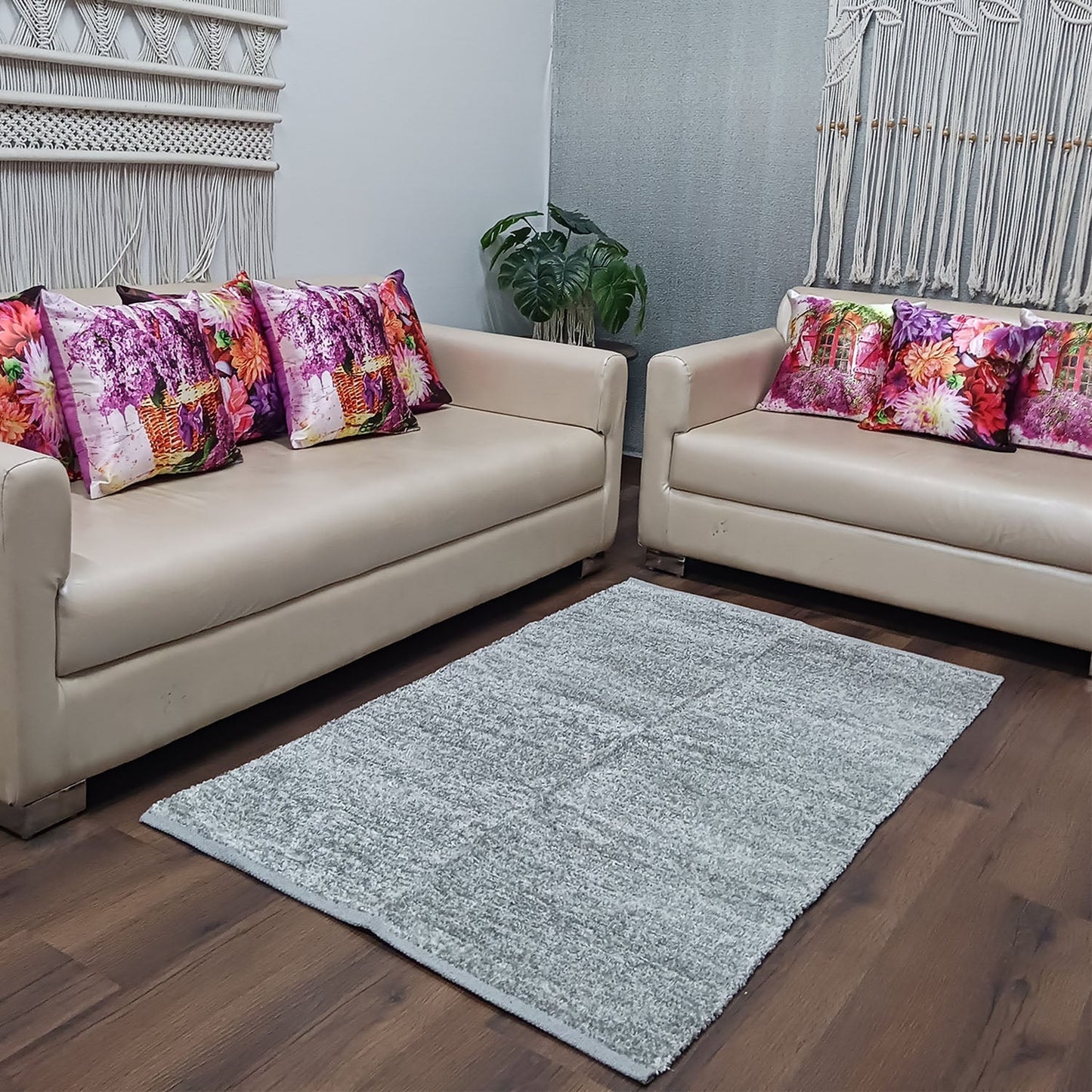 Avioni Handloom Rugs by Master Artisans | Soft Touch | Home Washable | Grey Silver | Reversible