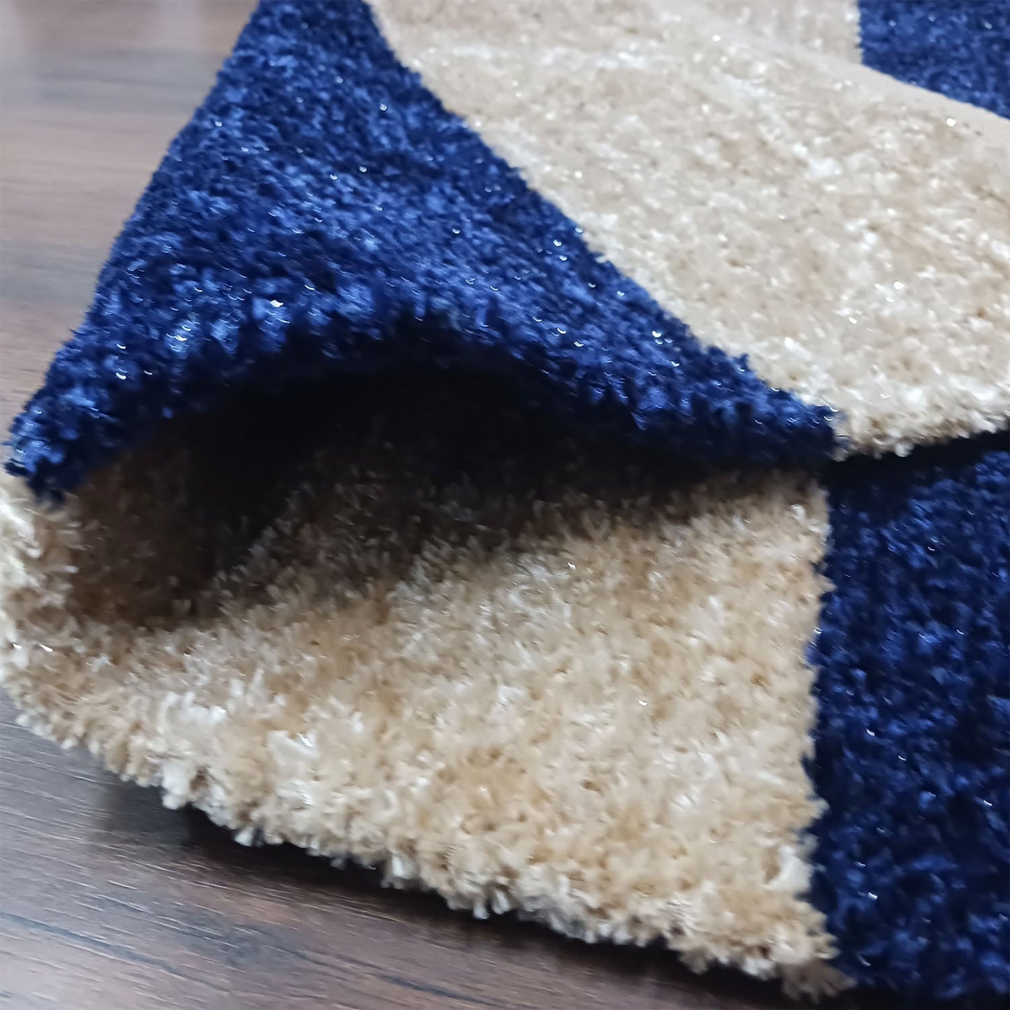 Avioni Handloom Rugs | Master Artisans Work | Feather like Luxurious Silk Soft Touch | Home Washable | Blue and White Broad stripes | Reversible-90cm x 150cm (~3Feet x 5Feet)