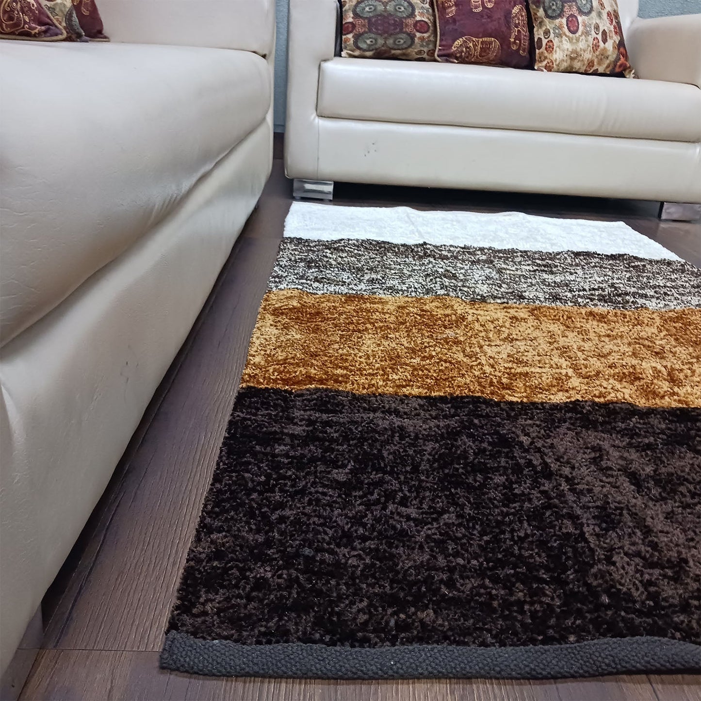 Avioni Handloom Rugs | Master Artisans Work | Feather like Luxurious Silk Soft Touch | Home Washable | Brown Gradient Design | Reversible-90cm x 150cm (~3Feet x 5Feet)