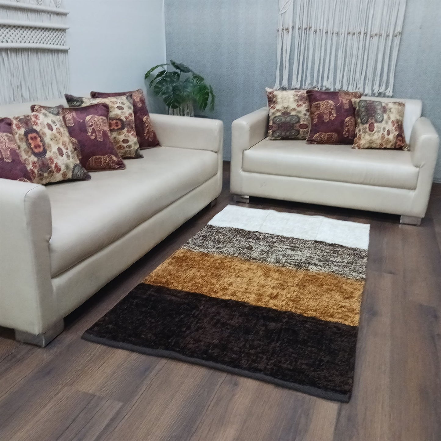 Avioni Handloom Rugs | Master Artisans Work | Feather like Luxurious Silk Soft Touch | Home Washable | Brown Gradient Design | Reversible-90cm x 150cm (~3Feet x 5Feet)