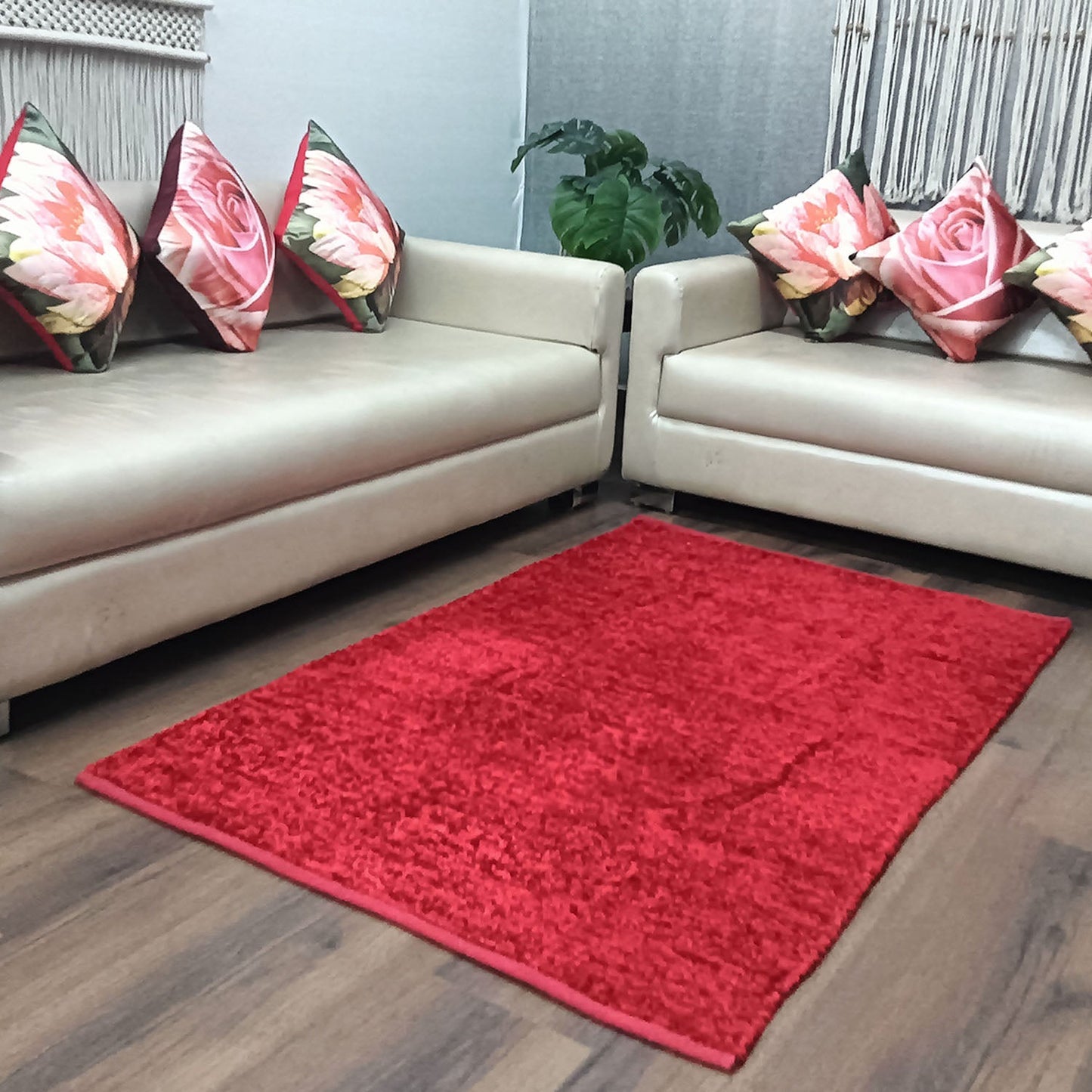 Avioni Handloom Cut Shuttle Rugs by Master Artisans | Soft Touch | Home Washable | Red  | Reversible