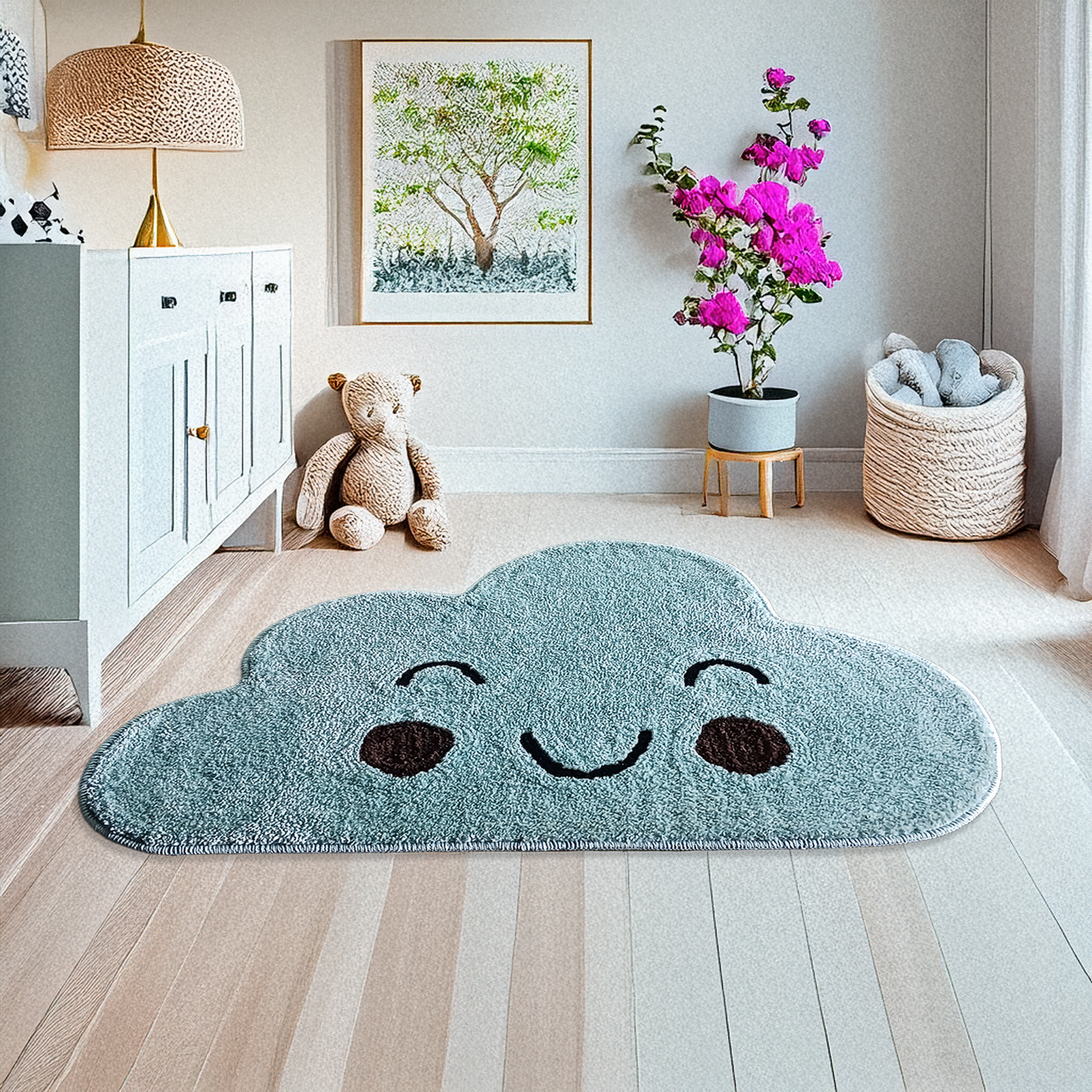 Buy Soft Cloud Rug for Kids Room – Anti-Slip, Washable Carpet for Nursery-60 cm x 90 cm