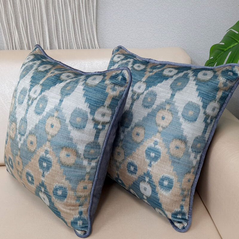 Cushion Cover with Filler – Ikat Design -40cm x 40cm (~16″ x 16″) – Set of 2
