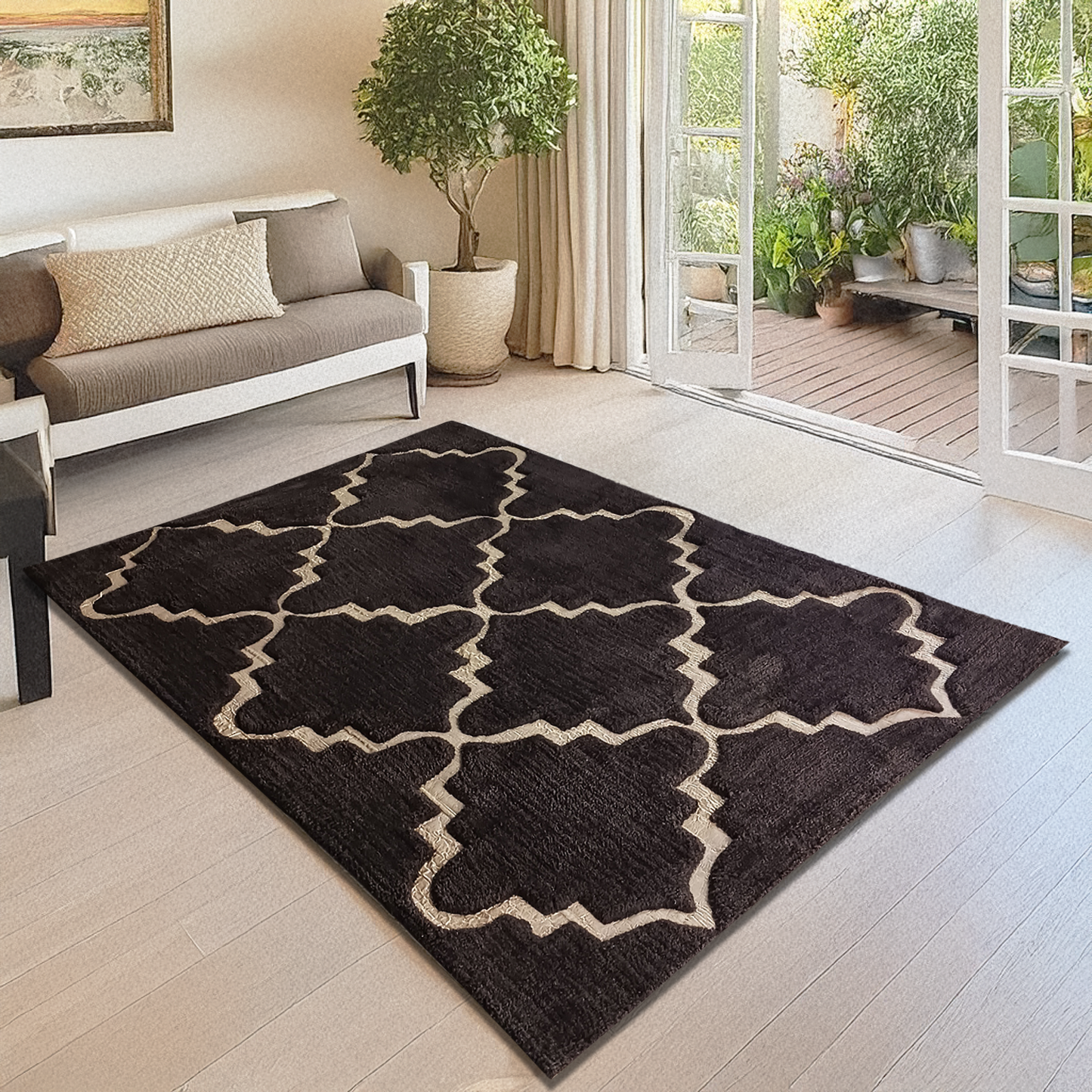 Avioni Divine Collection | Luxury Golden Touch With Coffee Moroccan Design Soft And Plush Handmade Living Room Rugs | Different Sizes | Carpet for Living Room