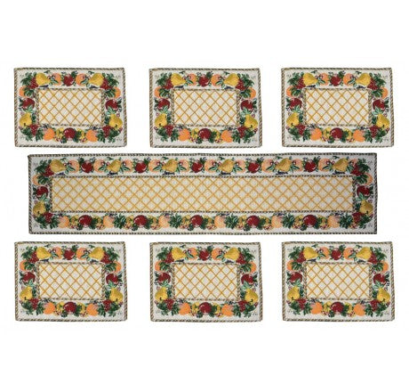 Table Mats (Set Of Six) With Table Runner On Jacquard Fabric