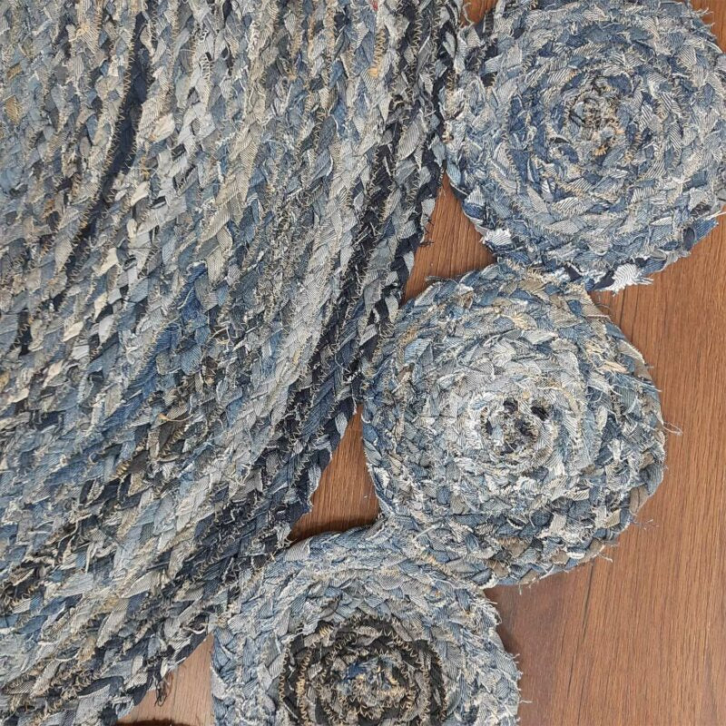 Avioni Home Contemporary Collection -Handmade Jeans With Jute Round With Tikki Floral Look -Multiple Designs