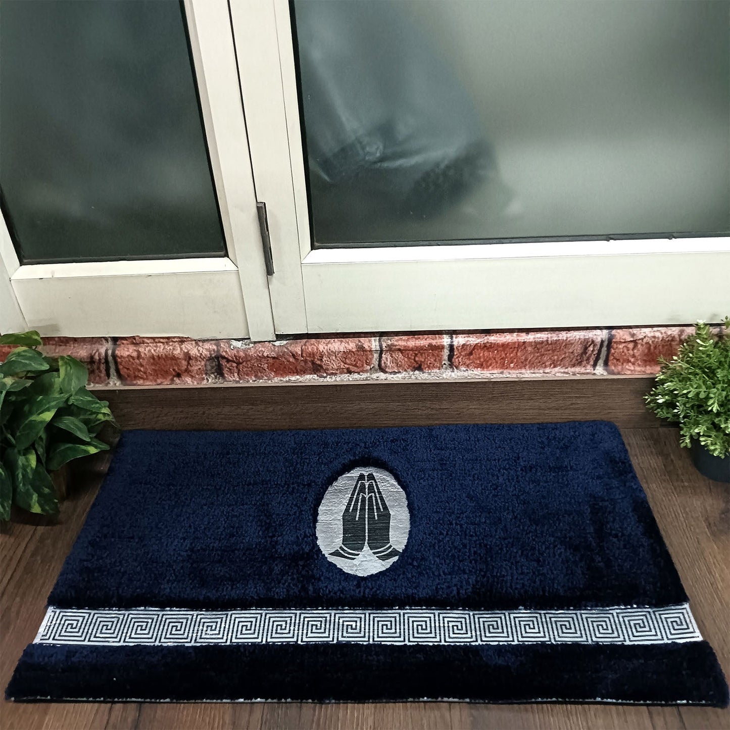 Avioni Divine Collection | Luxury Golden/Silver Touch Tufted Rug In Beautiful-Nameste Soft And Plush Handmade Door Mats | Pooja Mats | BathMats -45 cms x 75 cms