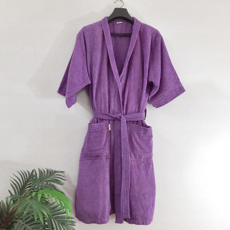 Avioni by Loomkart | Export Quality Bath Robes in Purple Without Hood in Avioni Zip-Packing Unisex