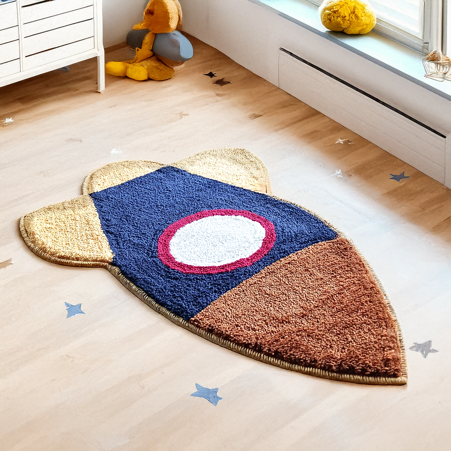 Rocket Theme Kids Rug – Buy Washable Carpet for Your Space- Loving Kids-60 cm x 90 cm