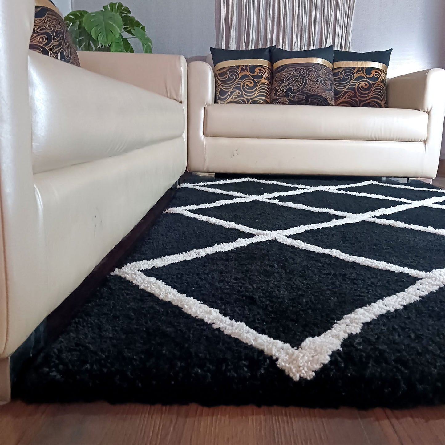 Avioni Home Atlas Collection - Modern Style Carpet In Black and White | Soft, Non-Slip, Easy to Clean
