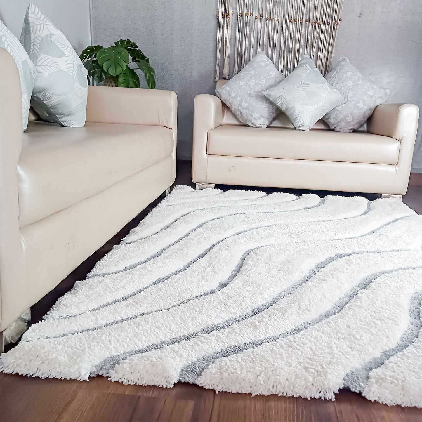 Avioni Atlas Collection- Micro Moroccan Waves Carpet In Cream And Ivory Shade-Different Sizes