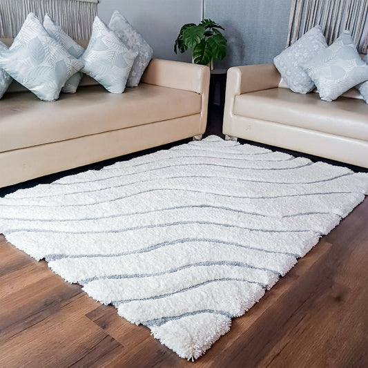 Avioni Atlas Collection- Micro Moroccan Waves Carpet In Cream And Ivory Shade-Different Sizes