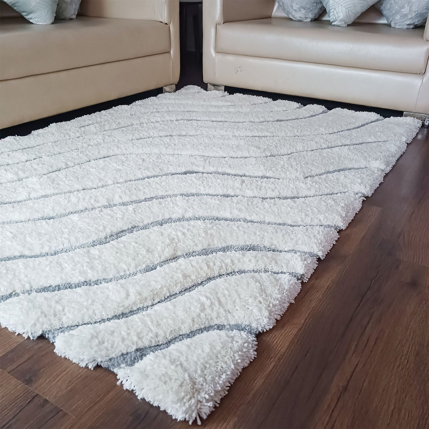 Avioni Atlas Collection- Micro Moroccan Waves Carpet In Cream And Ivory Shade-Different Sizes