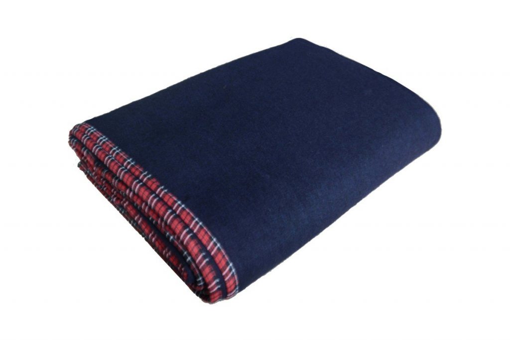 Wool Blankets for Winter – Blue Bonfire – Check Border – MSF-150cm x 225cm (~60" X 90")