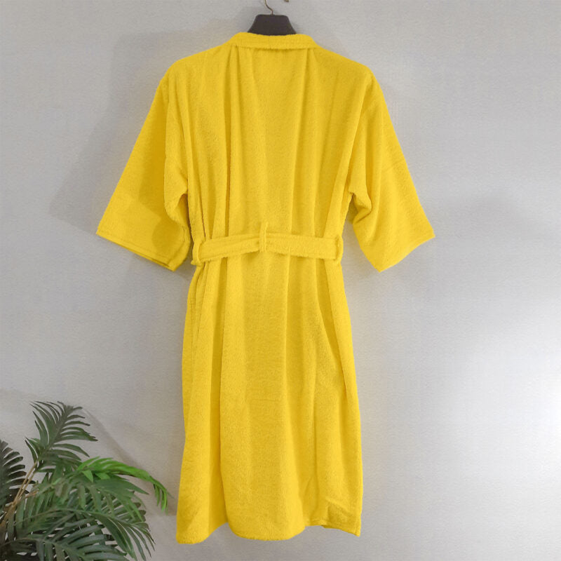 Avioni by Loomkart | Very Fine Export Quality Bath Robes in Yellow in Avioni Zip-Packing- Standard Size