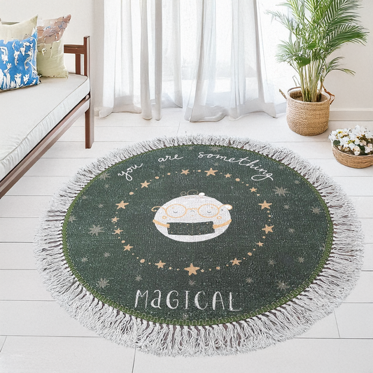 Avioni Kids Faux Silk Carpet – Magic Series – Contemporary Round Rug – “You are something magical”