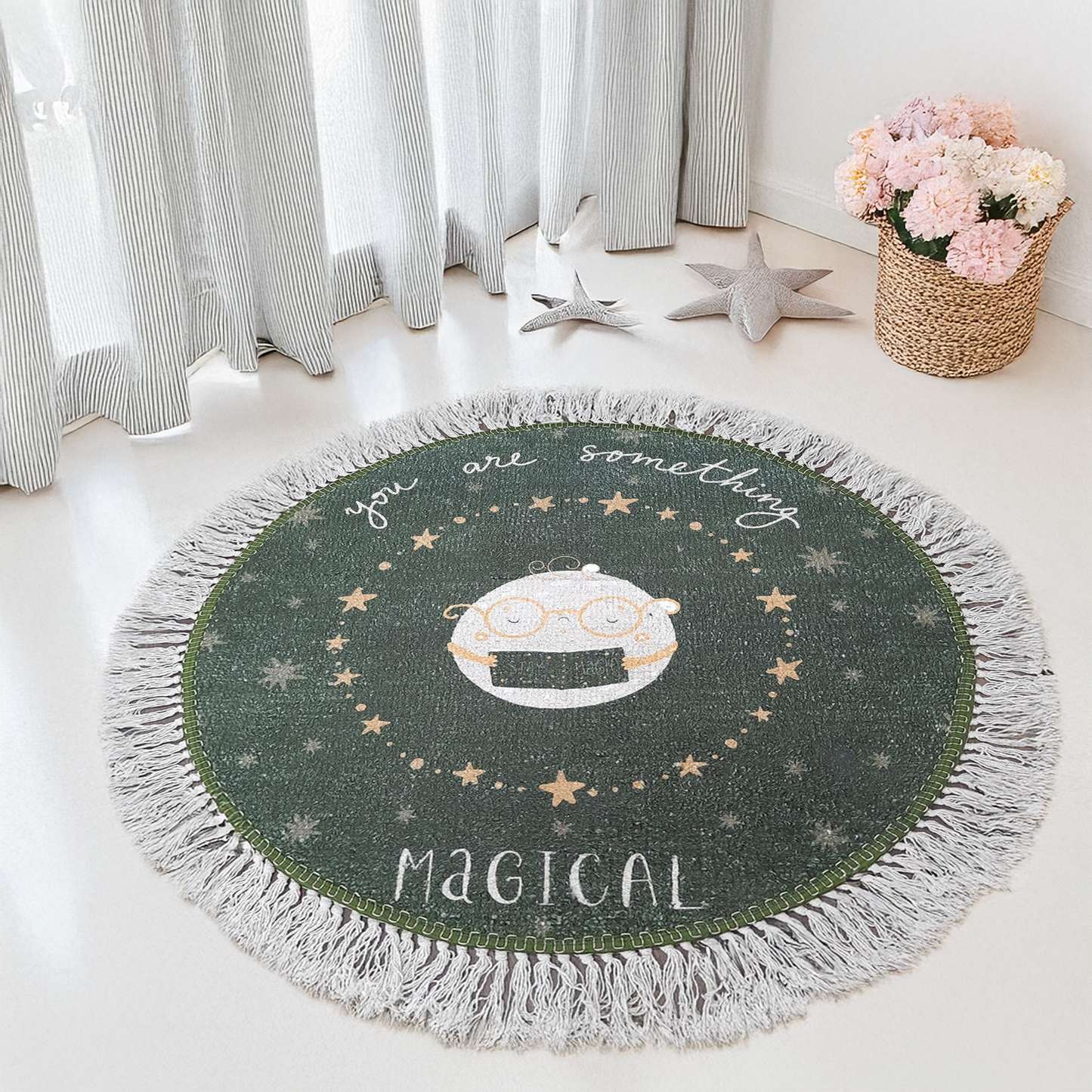 Avioni Kids Faux Silk Carpet – Magic Series – Contemporary Round Rug – “You are something magical”