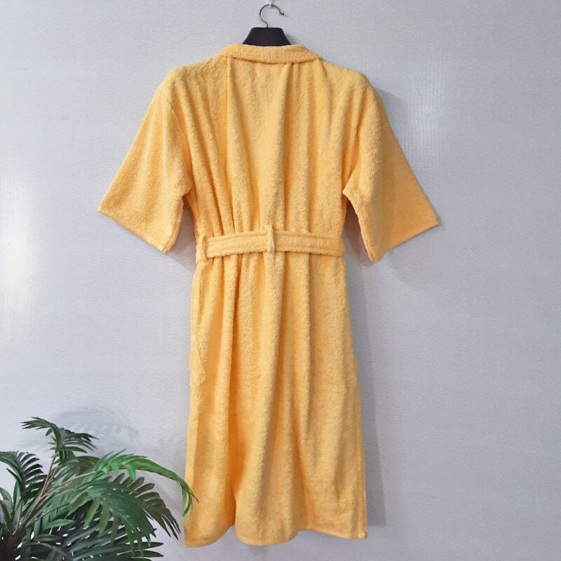Loomkart Very Fine Export Quality Bath Robes in Yellow in Avioni Zip-Packing- Standard Size